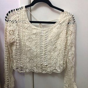 Long sleeve white crop top